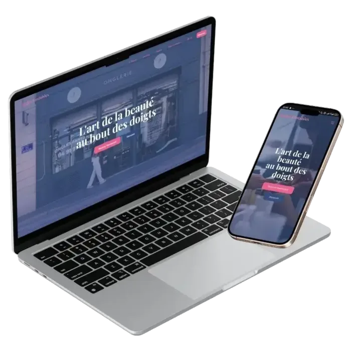 Website design showcase on laptop and mobile